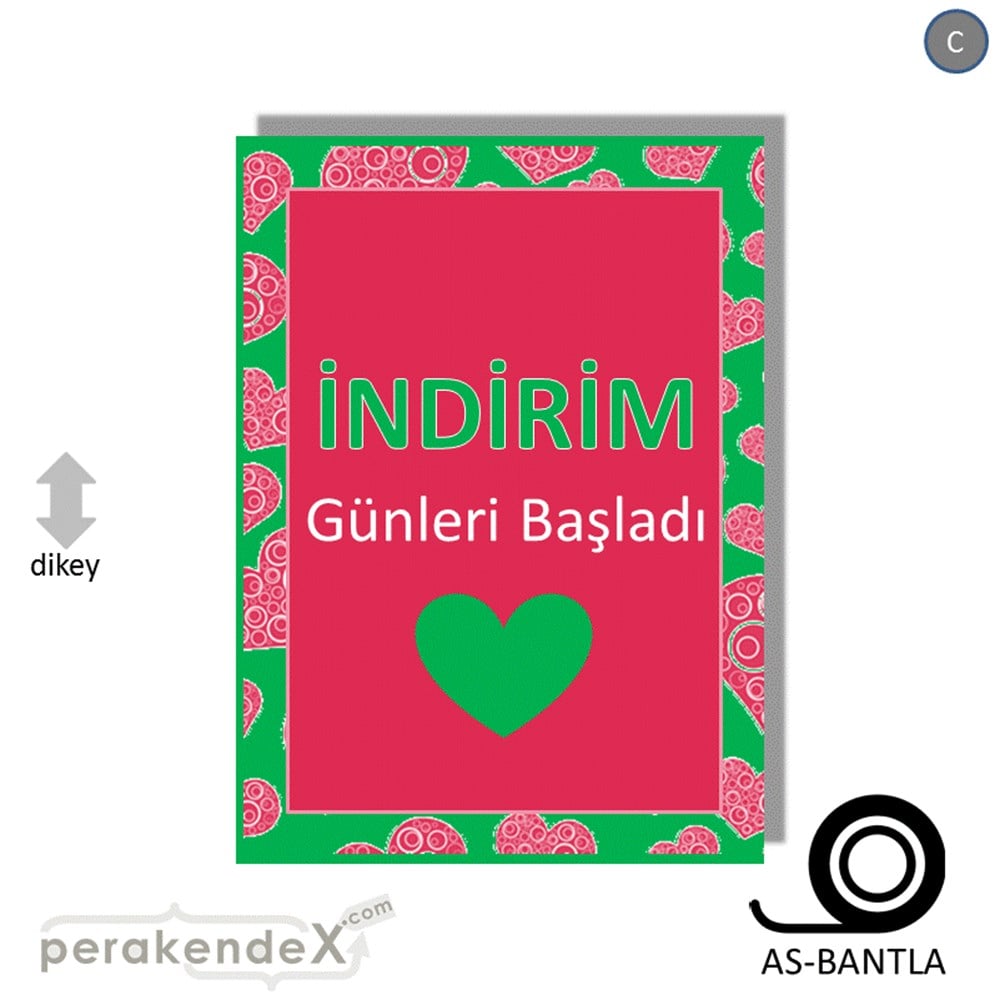 indirim günleri başladı POSTERİ -dikdörtgen,tek yön baskı