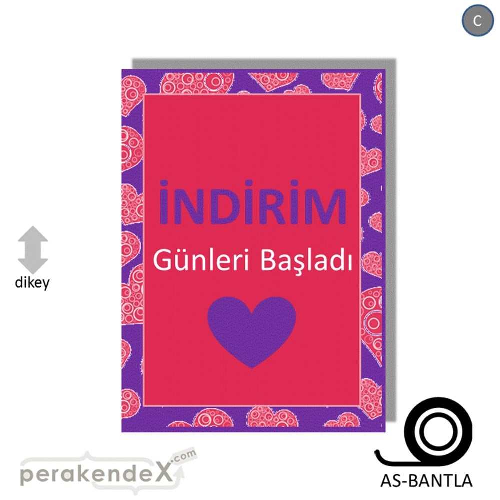 indirim günleri başladı POSTERİ -dikdörtgen,tek yön baskı