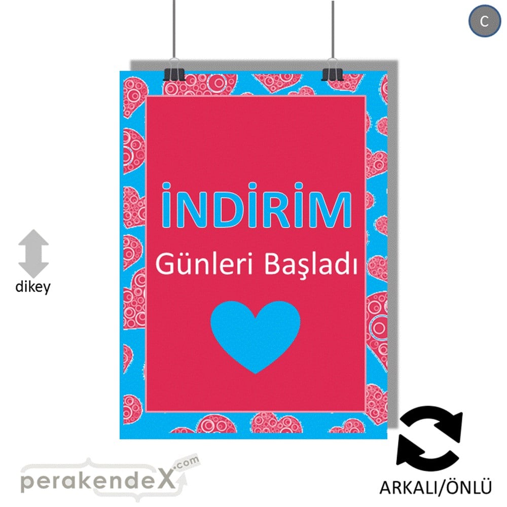 indirim günleri başladı POSTERİ -dikdörtgen,çift yön baskı