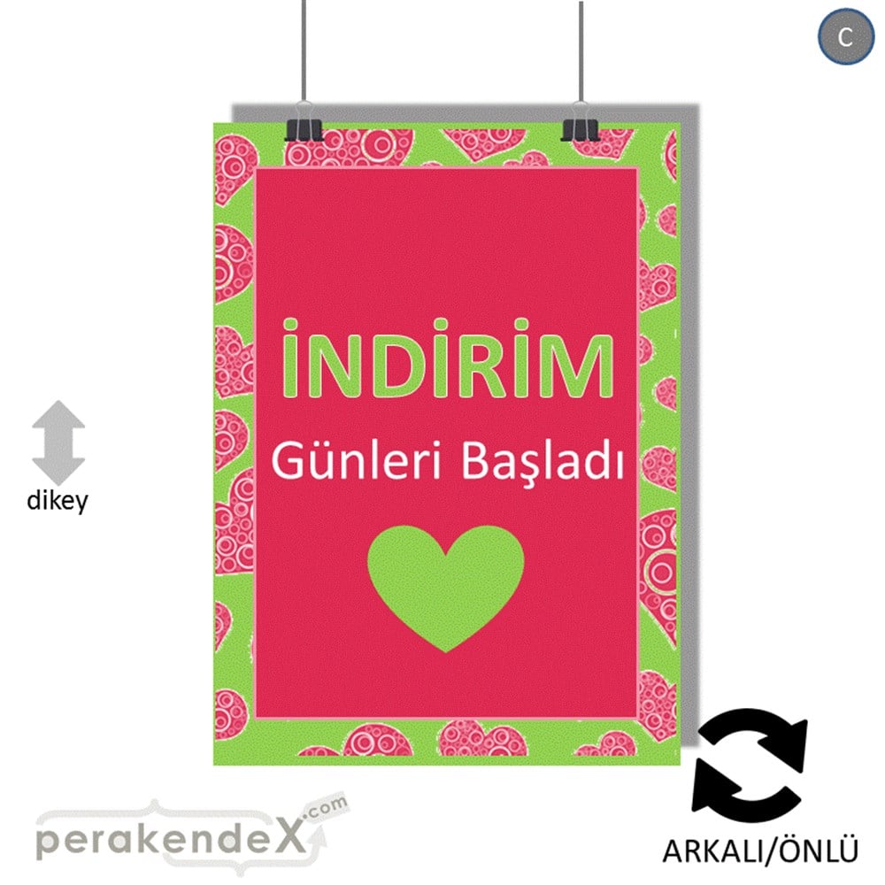 indirim günleri başladı POSTERİ -dikdörtgen,çift yön baskı
