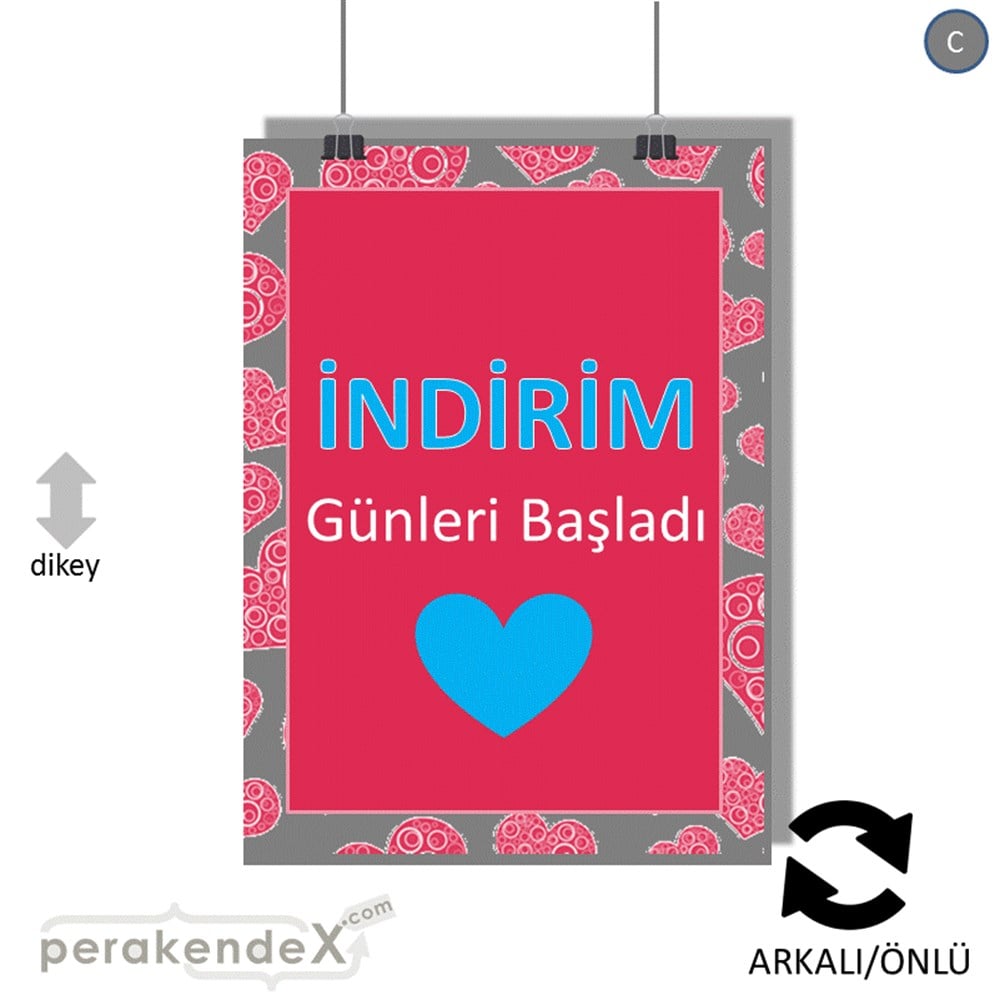 indirim günleri başladı POSTERİ -dikdörtgen,çift yön baskı