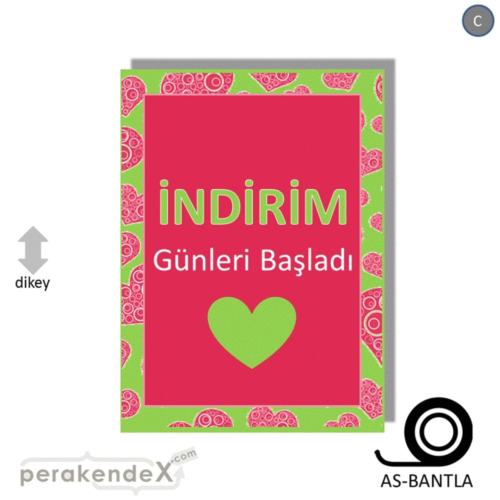 indirim günleri başladı POSTERİ -dikdörtgen,tek yön baskı