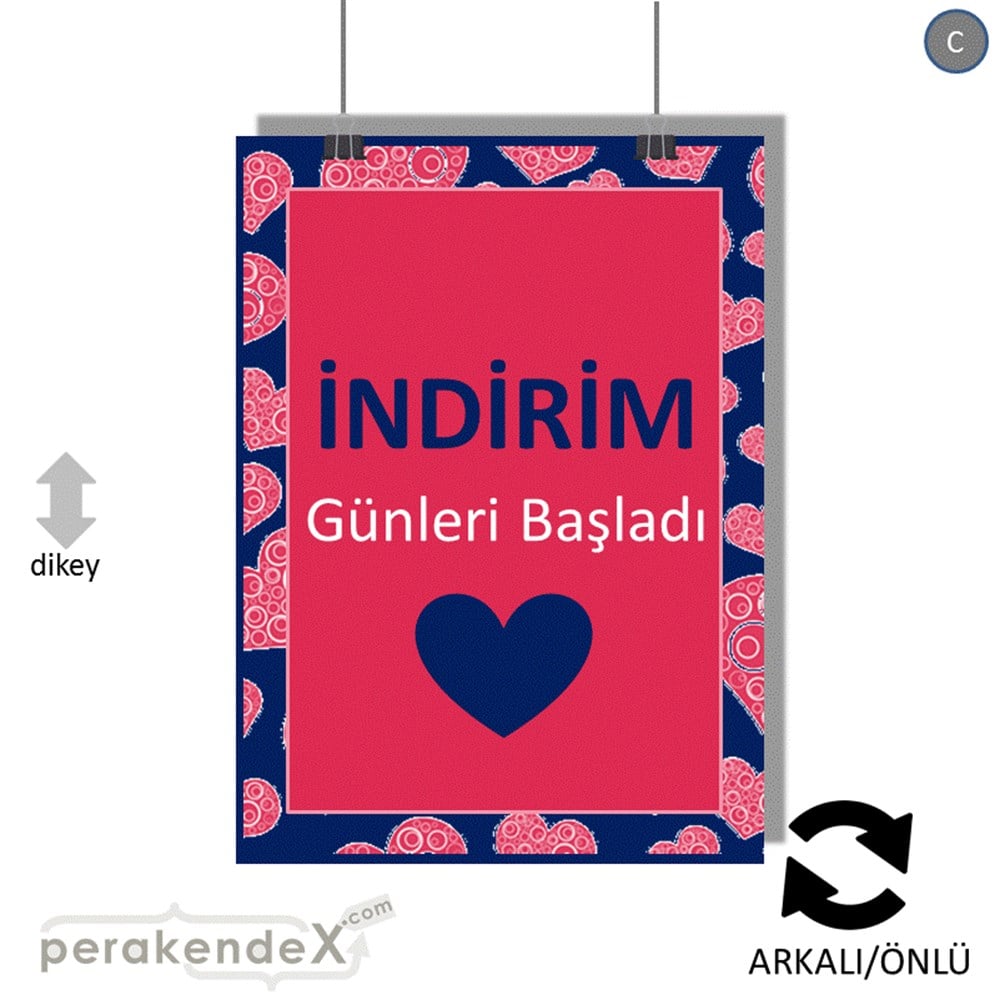 indirim günleri başladı POSTERİ -dikdörtgen,çift yön baskı