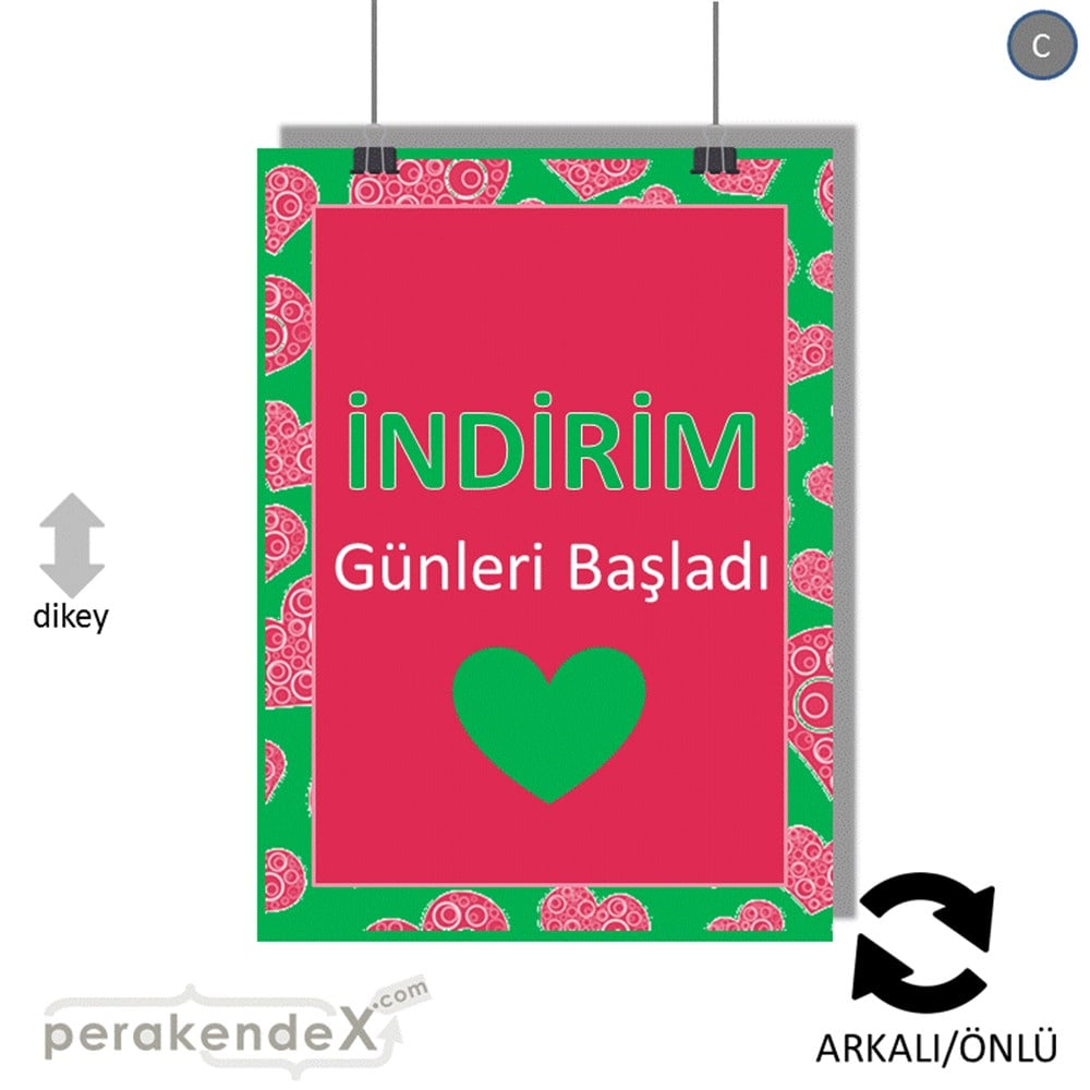 indirim günleri başladı POSTERİ -dikdörtgen,çift yön baskı
