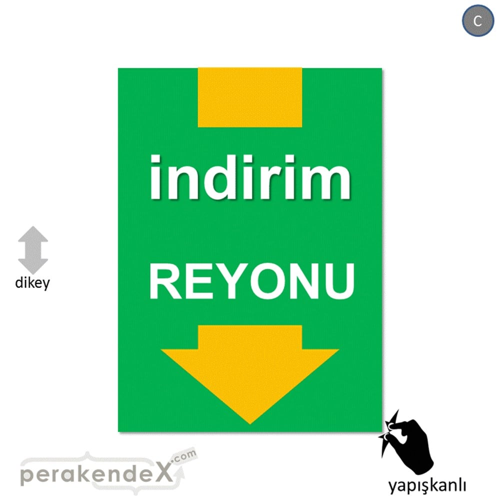 indirim reyonu CAMA YAPIŞAN FOLYO -dikdörtgen,tek yön baskı