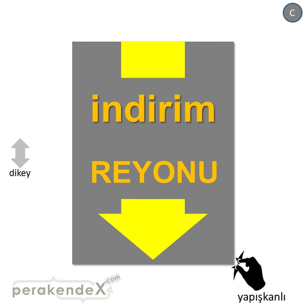 indirim reyonu CAMA YAPIŞAN FOLYO -dikdörtgen,tek yön baskı