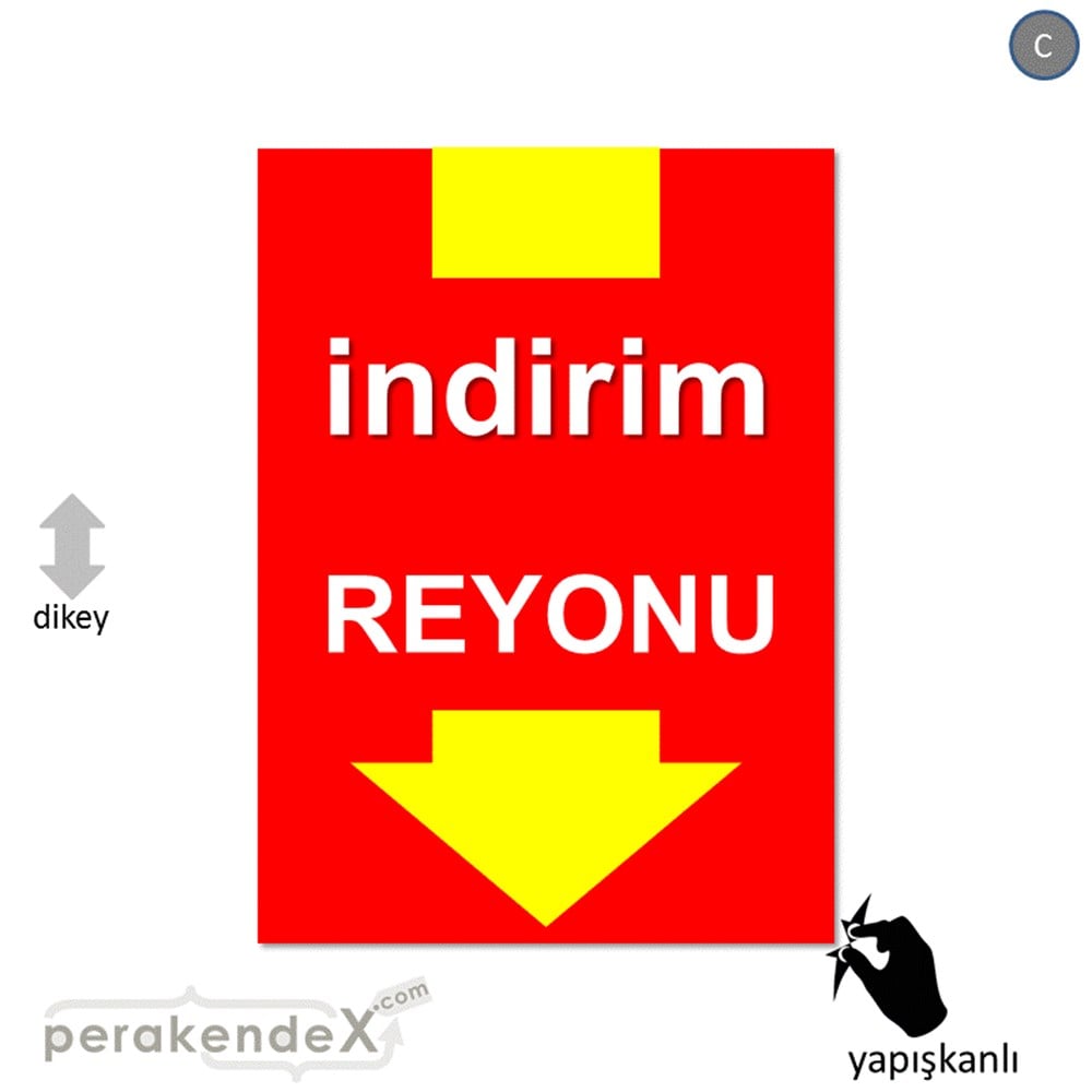 indirim reyonu CAMA YAPIŞAN FOLYO -dikdörtgen,tek yön baskı