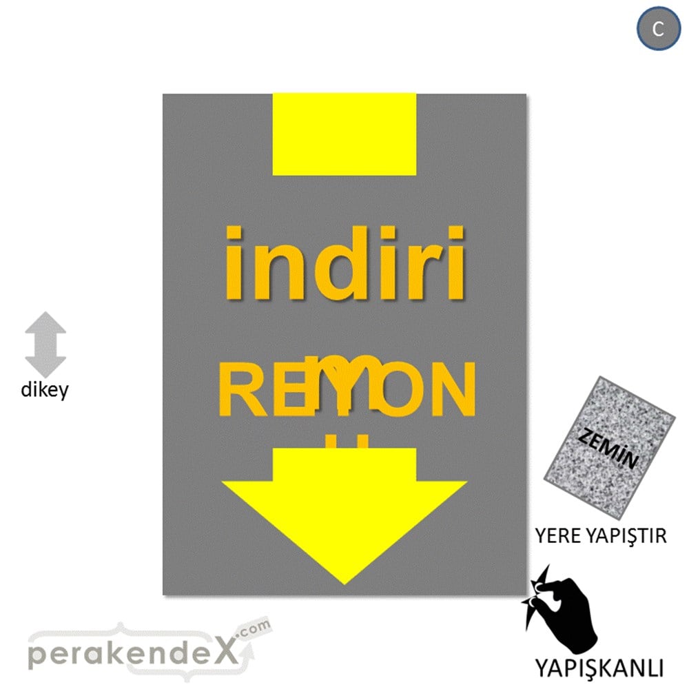 indirim reyonu YER ZEMİNE YAPIŞIR -dikdörtgen,tek yön baskı