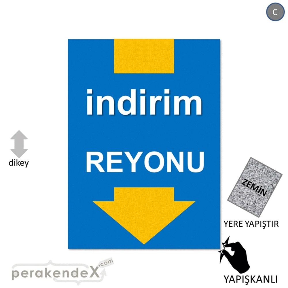 indirim reyonu YER ZEMİNE YAPIŞIR -dikdörtgen,tek yön baskı