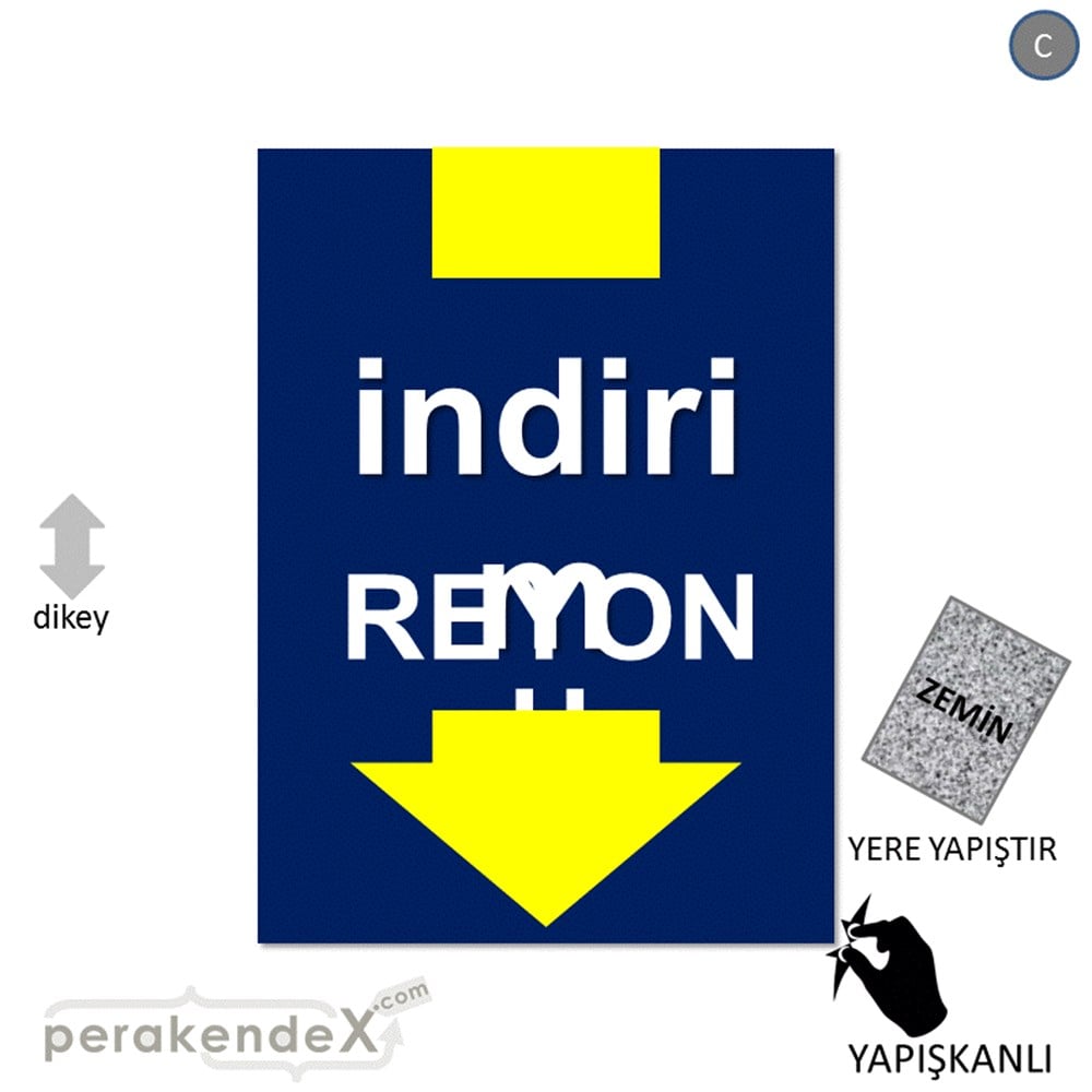 indirim reyonu YER ZEMİNE YAPIŞIR -dikdörtgen,tek yön baskı