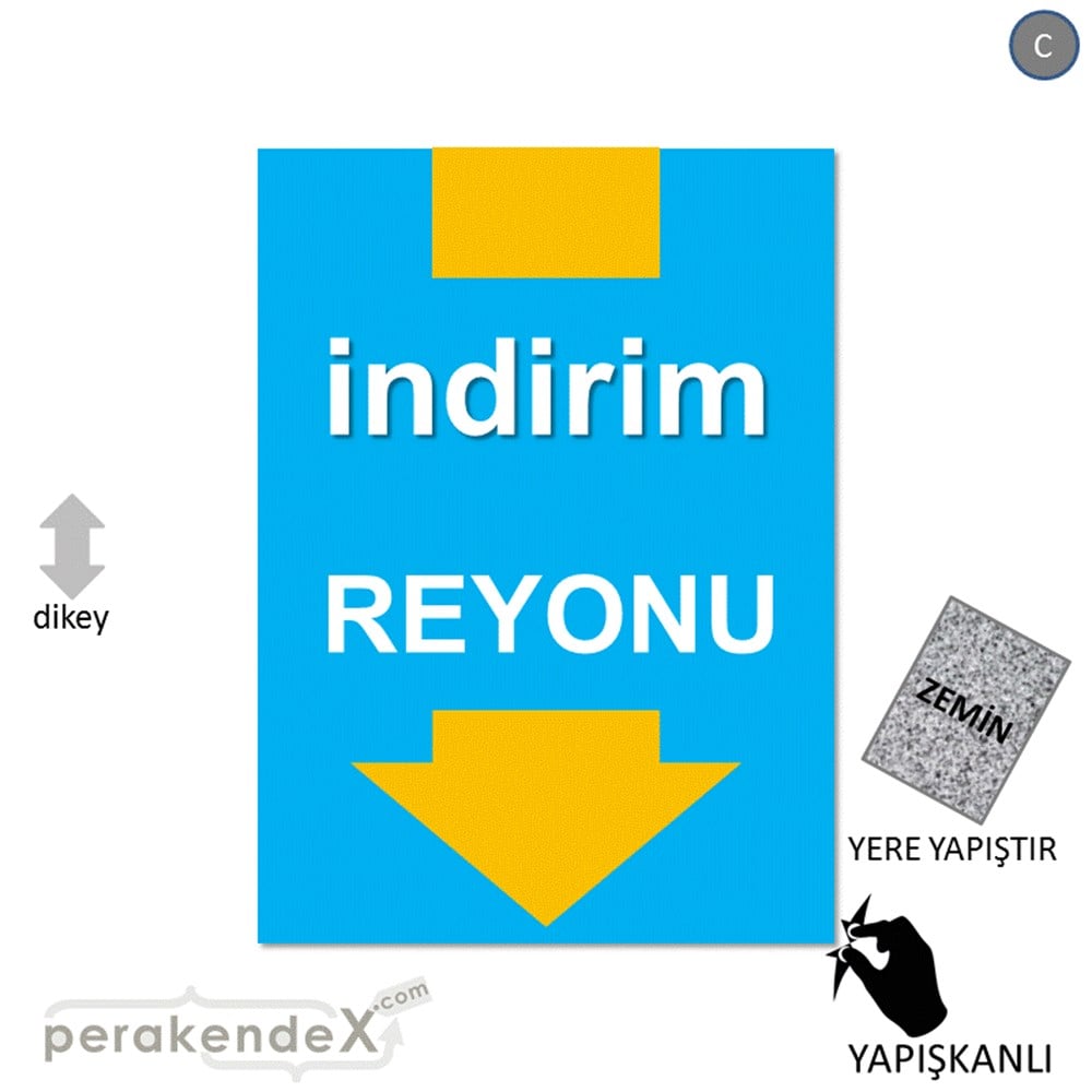indirim reyonu YER ZEMİNE YAPIŞIR -dikdörtgen,tek yön baskı