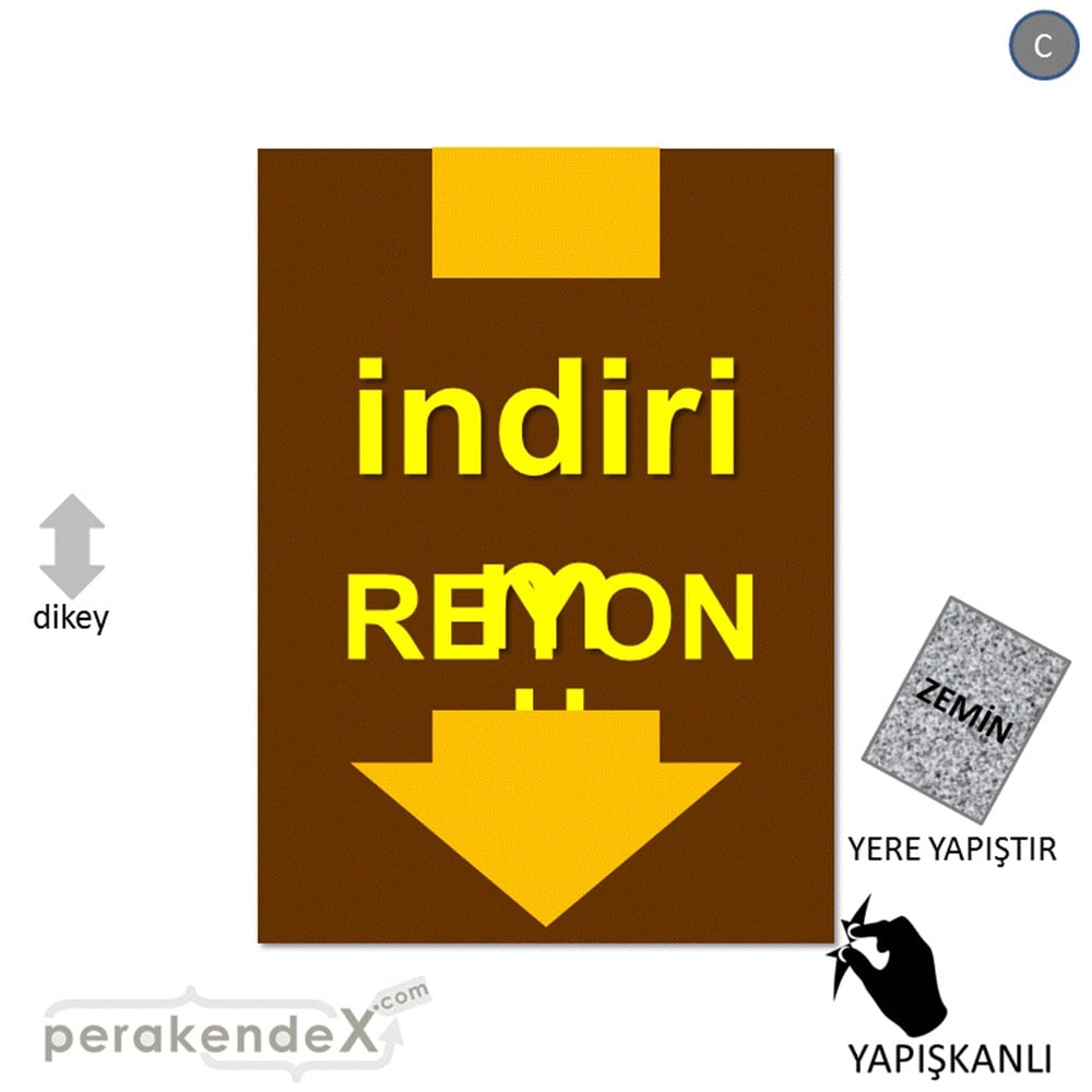indirim reyonu YER ZEMİNE YAPIŞIR -dikdörtgen,tek yön baskı