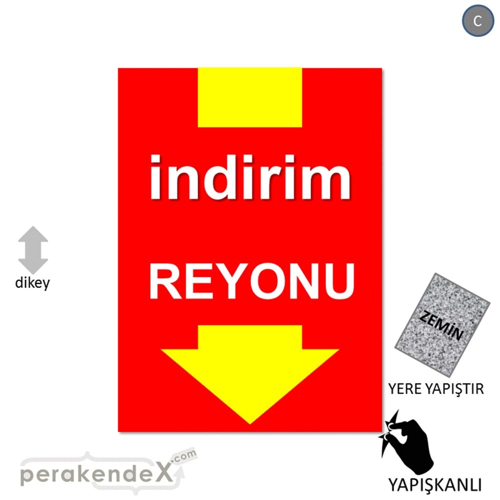 indirim reyonu YER ZEMİNE YAPIŞIR -dikdörtgen,tek yön baskı