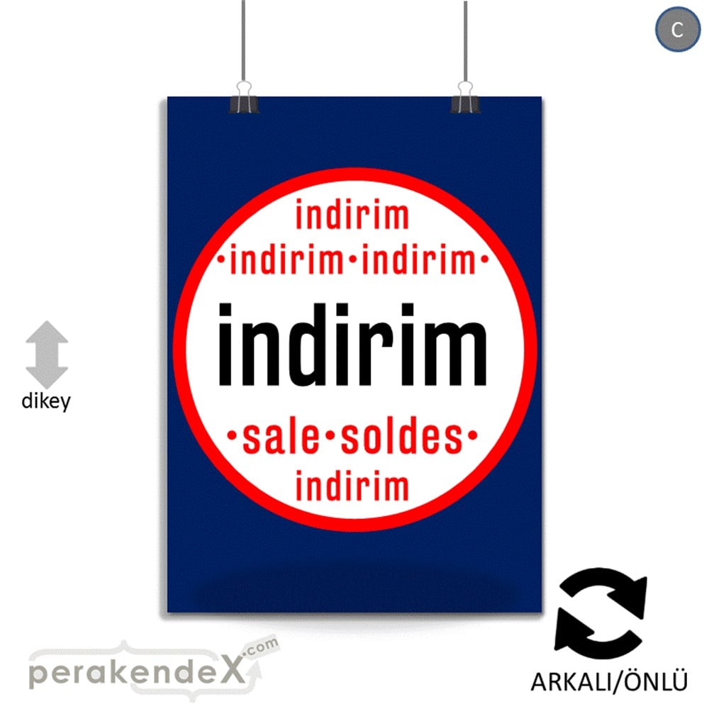 indirim sale soldes POSTERİ -dikdörtgen,çift yön baskı
