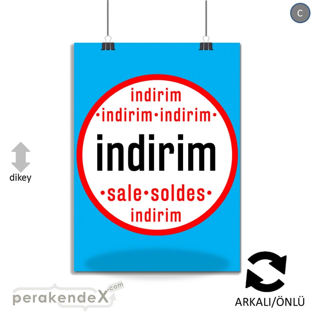 indirim sale soldes POSTERİ -dikdörtgen,çift yön baskı