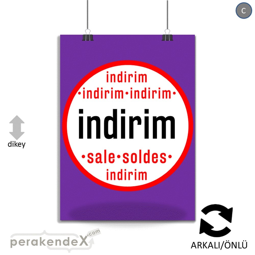 indirim sale soldes POSTERİ -dikdörtgen,çift yön baskı