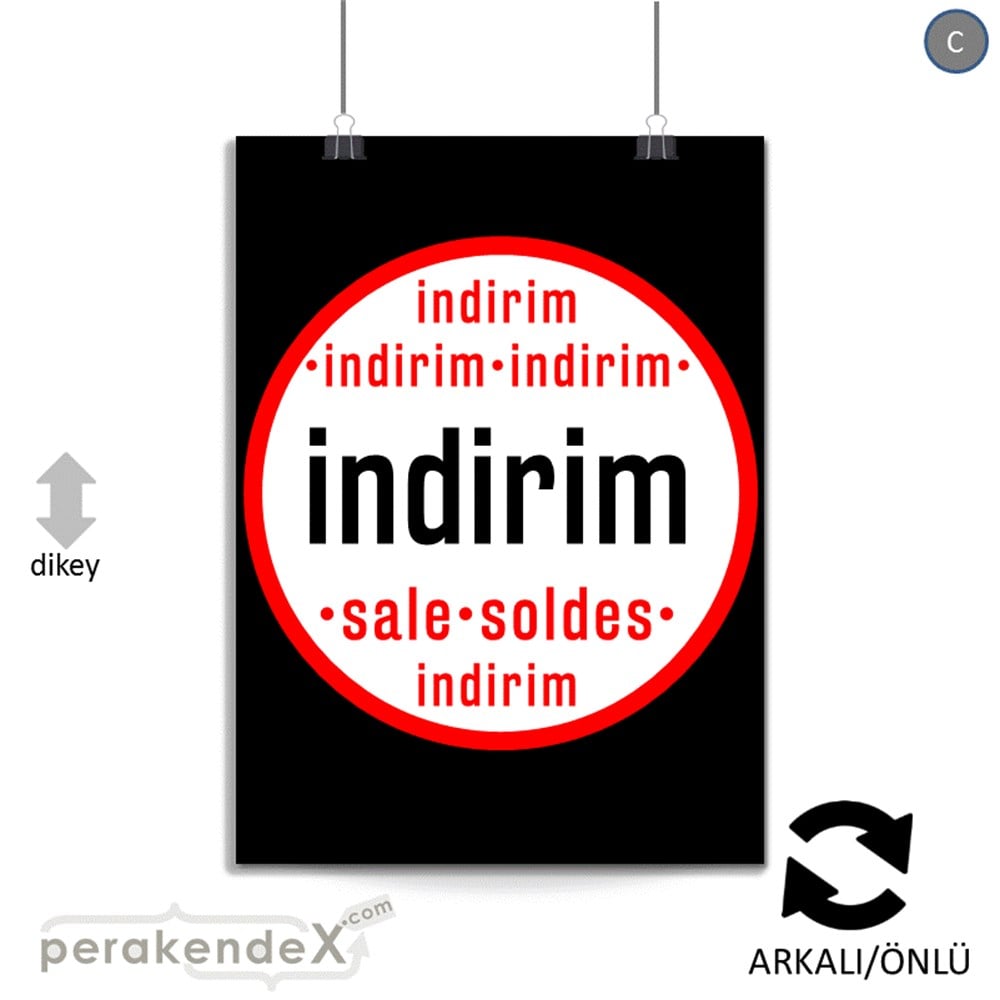 indirim sale soldes POSTERİ -dikdörtgen,çift yön baskı