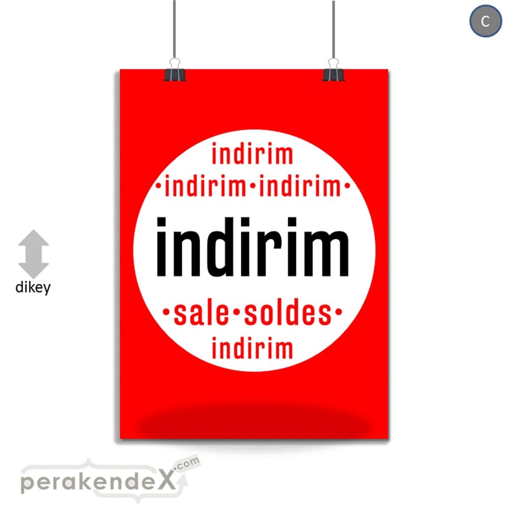 indirim sale soldes SERT PLASTİK POSTER -dikdörtgen,tek yön baskı