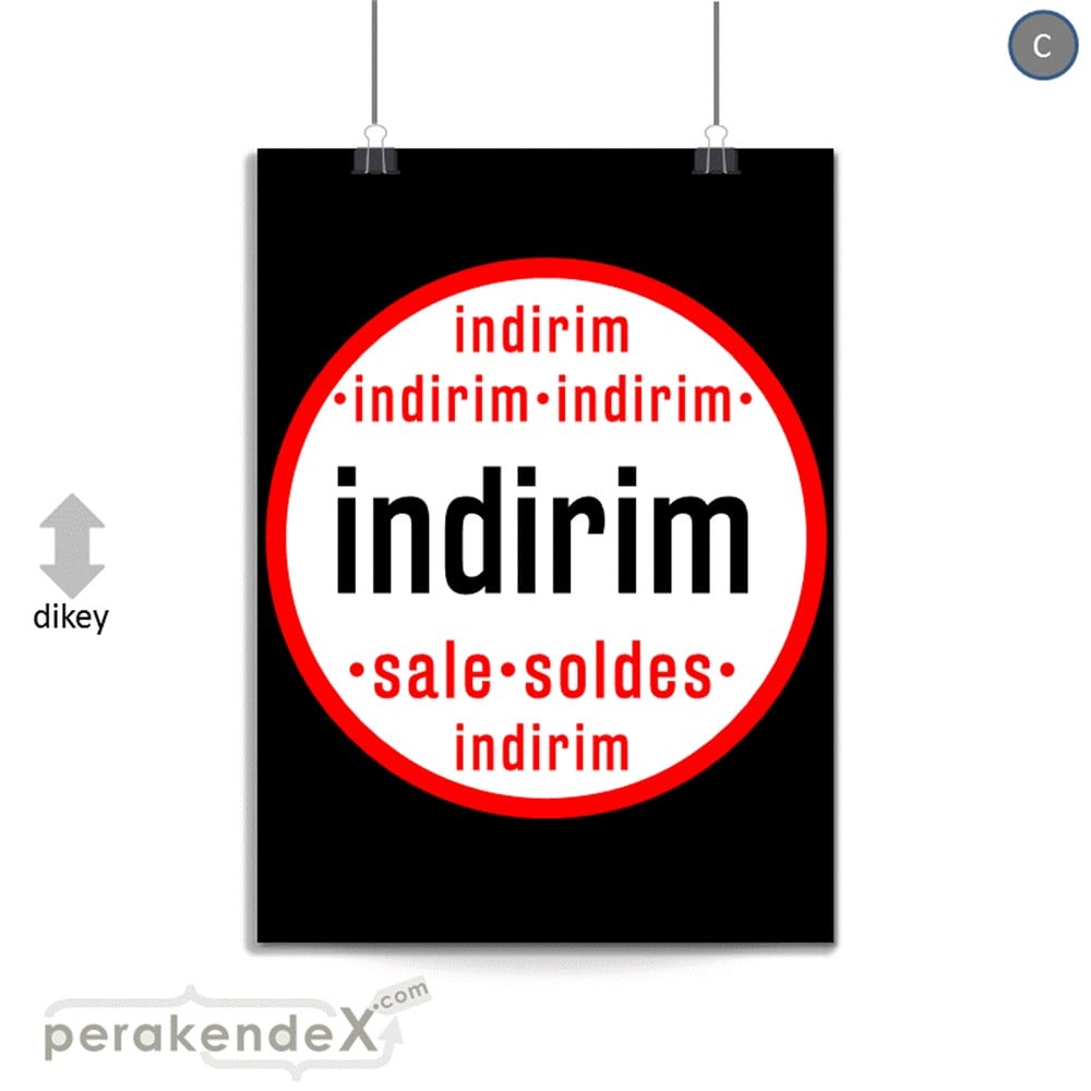 indirim sale soldes SERT PLASTİK POSTER -dikdörtgen,tek yön baskı