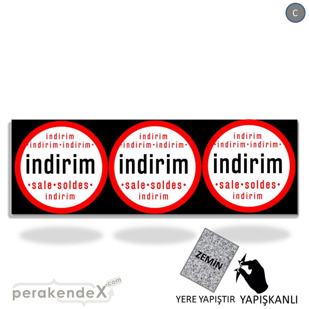 indirim sale soldes YER ZEMİNE YAPIŞAN BANNER -dikdörtgen,tek yön baskı