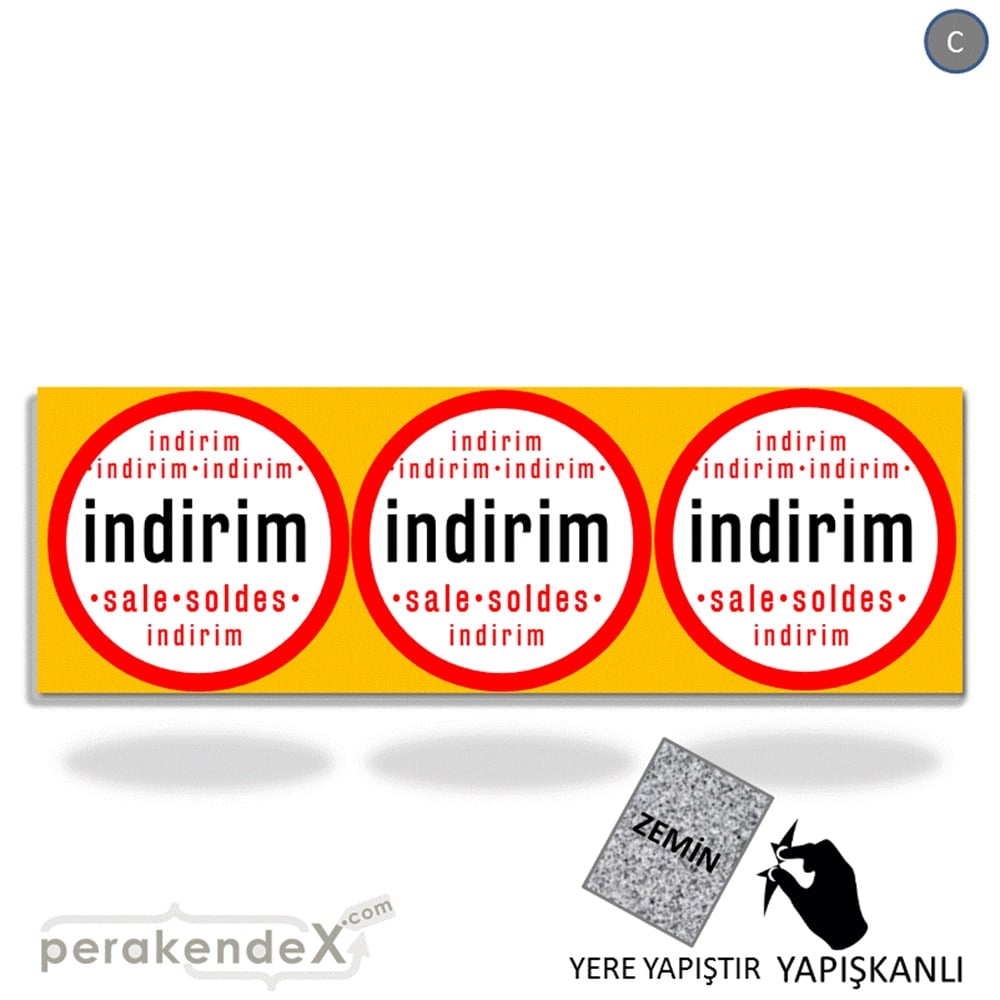 indirim sale soldes YER ZEMİNE YAPIŞAN BANNER -dikdörtgen,tek yön baskı