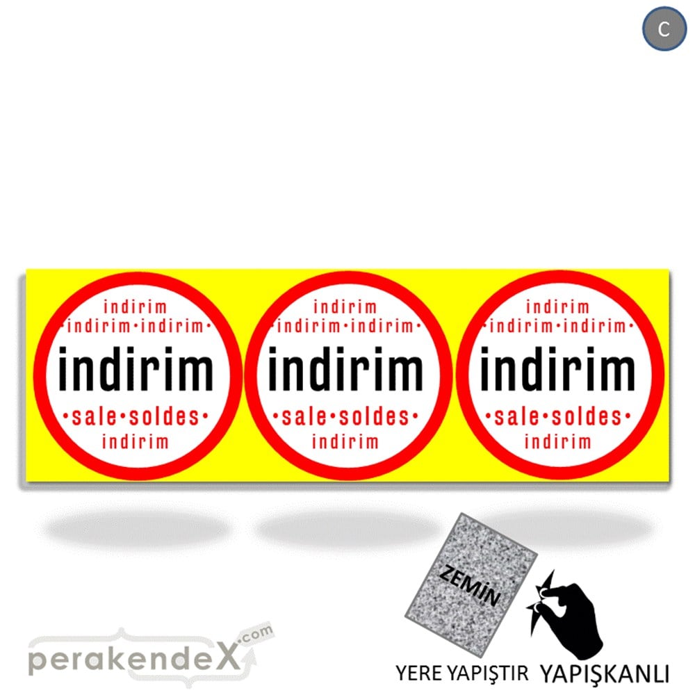 indirim sale soldes YER ZEMİNE YAPIŞAN BANNER -dikdörtgen,tek yön baskı