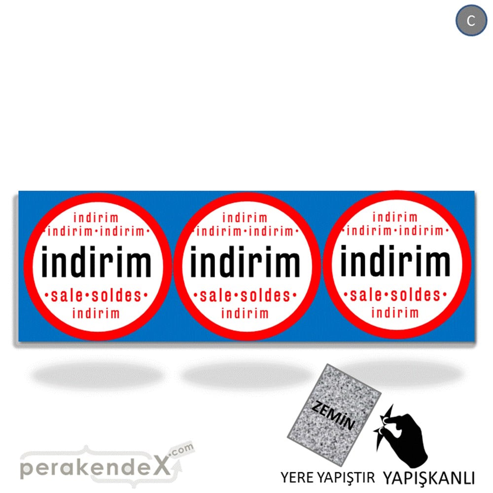 indirim sale soldes YER ZEMİNE YAPIŞAN BANNER -dikdörtgen,tek yön baskı
