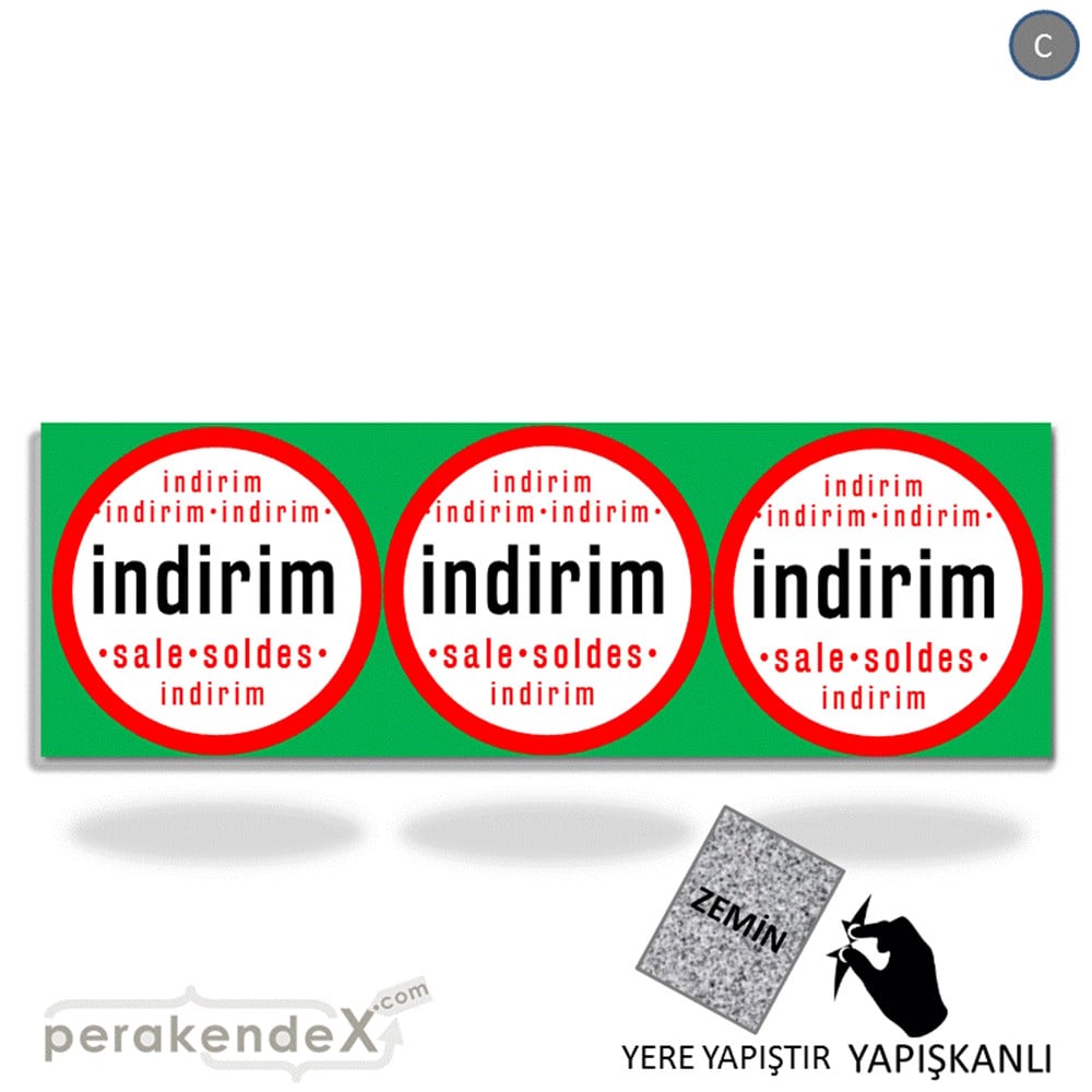 indirim sale soldes YER ZEMİNE YAPIŞAN BANNER -dikdörtgen,tek yön baskı
