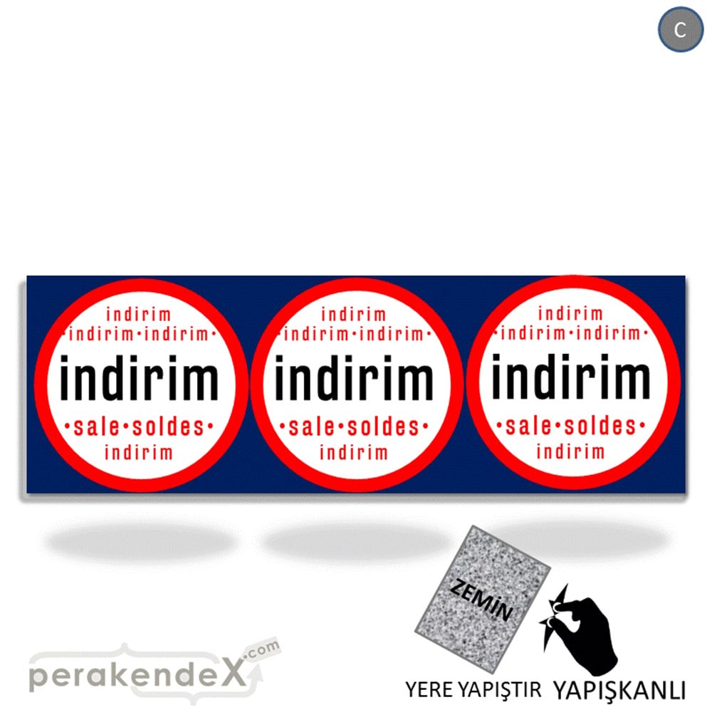 indirim sale soldes YER ZEMİNE YAPIŞAN BANNER -dikdörtgen,tek yön baskı