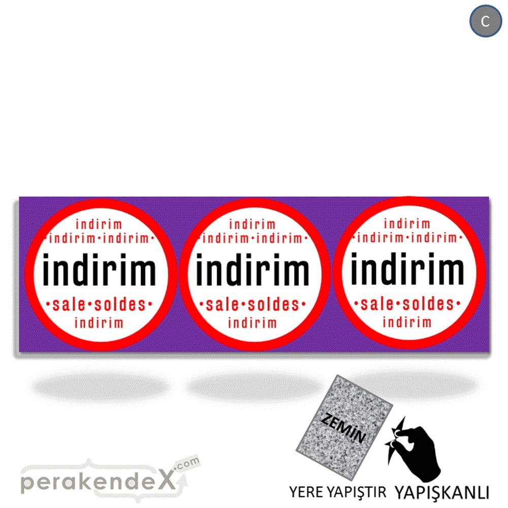 indirim sale soldes YER ZEMİNE YAPIŞAN BANNER -dikdörtgen,tek yön baskı