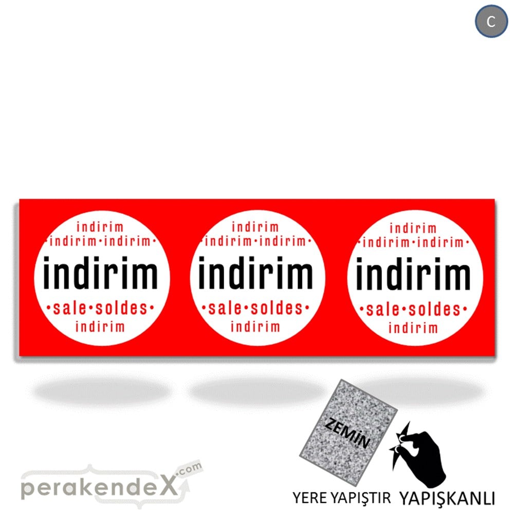 indirim sale soldes YER ZEMİNE YAPIŞAN BANNER -dikdörtgen,tek yön baskı