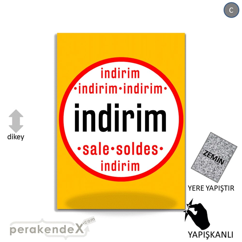 indirim sale soldes YER ZEMİNE YAPIŞIR -dikdörtgen,tek yön baskı