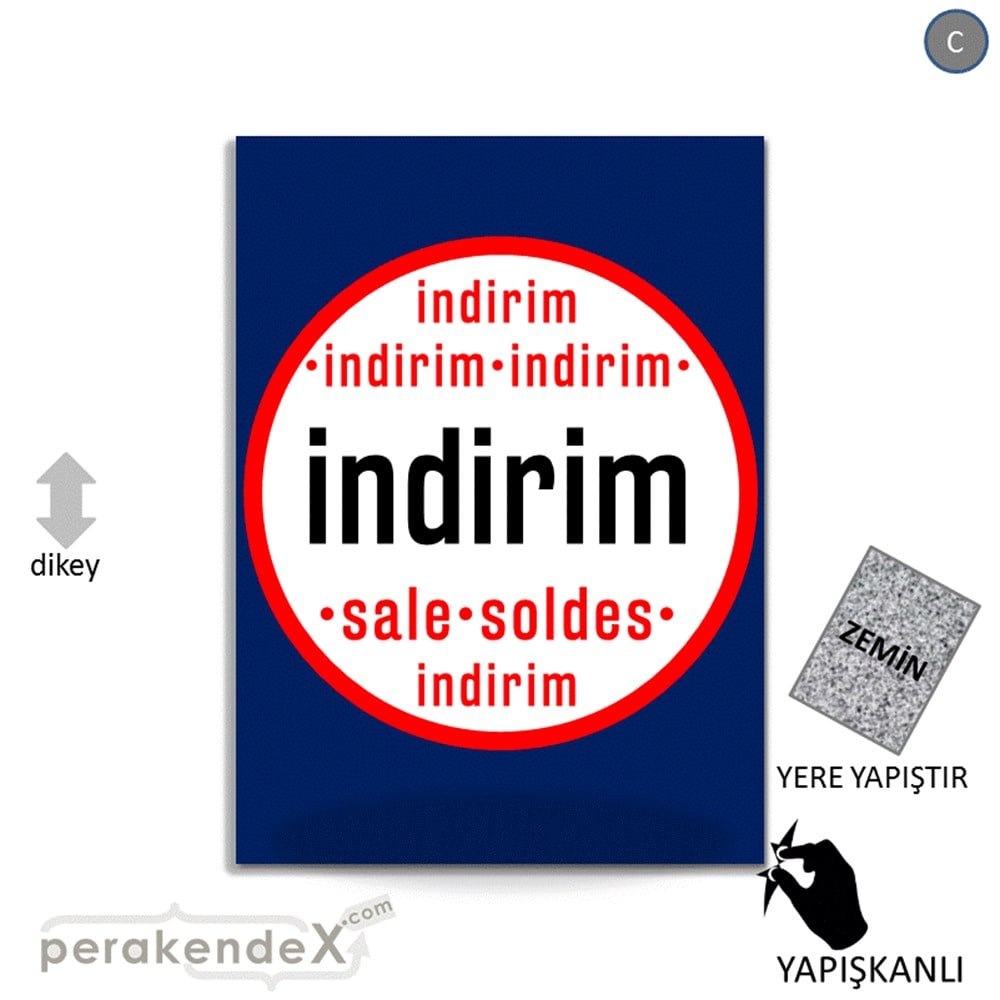 indirim sale soldes YER ZEMİNE YAPIŞIR -dikdörtgen,tek yön baskı