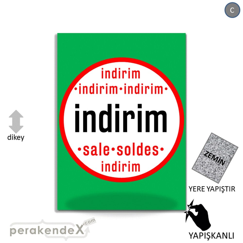 indirim sale soldes YER ZEMİNE YAPIŞIR -dikdörtgen,tek yön baskı