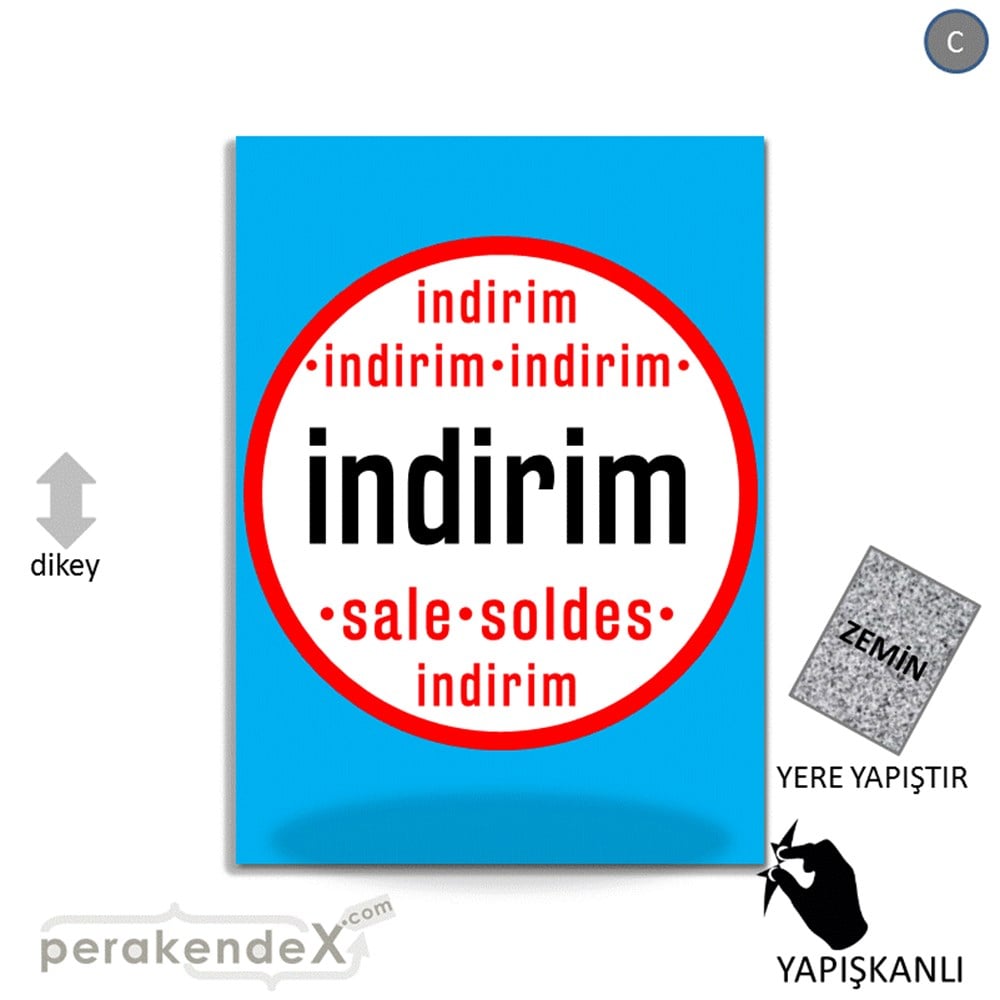 indirim sale soldes YER ZEMİNE YAPIŞIR -dikdörtgen,tek yön baskı