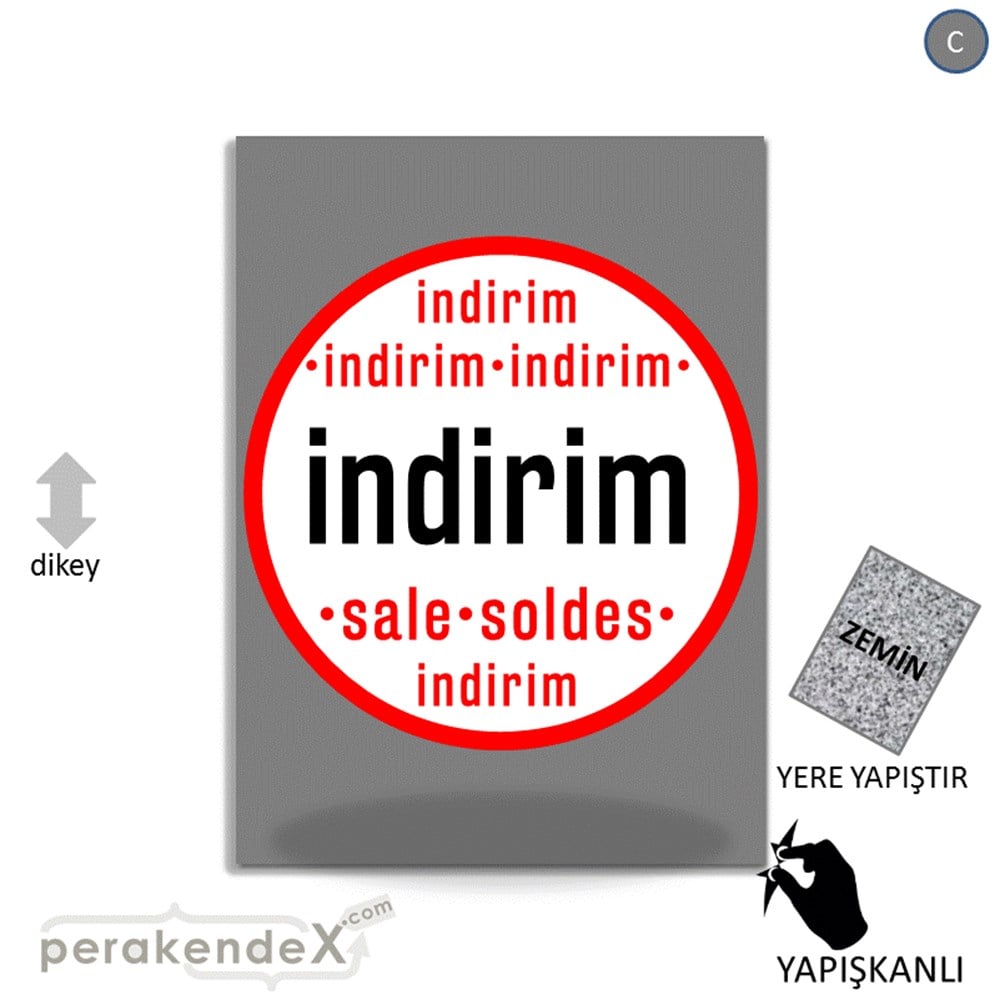 indirim sale soldes YER ZEMİNE YAPIŞIR -dikdörtgen,tek yön baskı