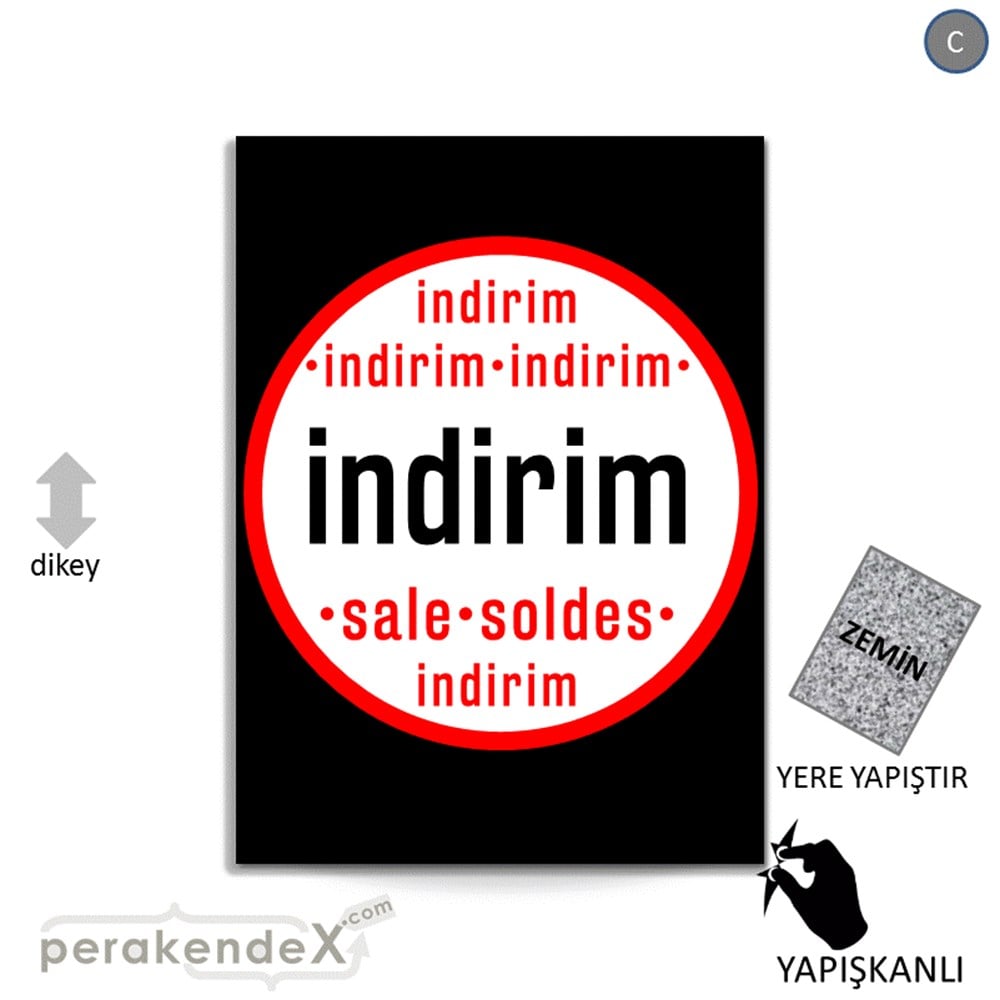 indirim sale soldes YER ZEMİNE YAPIŞIR -dikdörtgen,tek yön baskı