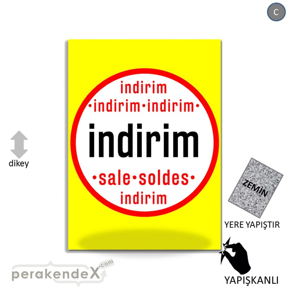 indirim sale soldes YER ZEMİNE YAPIŞIR -dikdörtgen,tek yön baskı