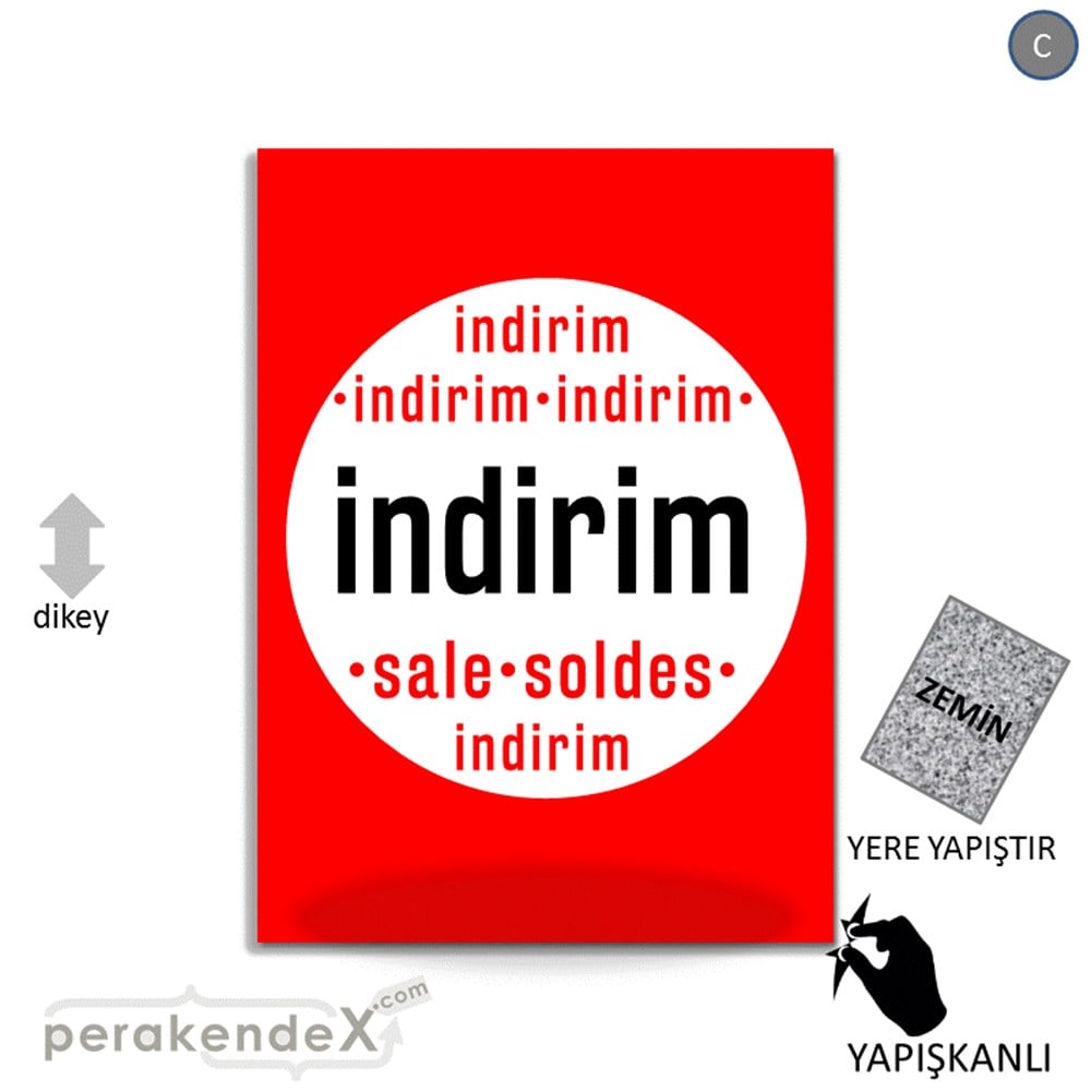 indirim sale soldes YER ZEMİNE YAPIŞIR -dikdörtgen,tek yön baskı