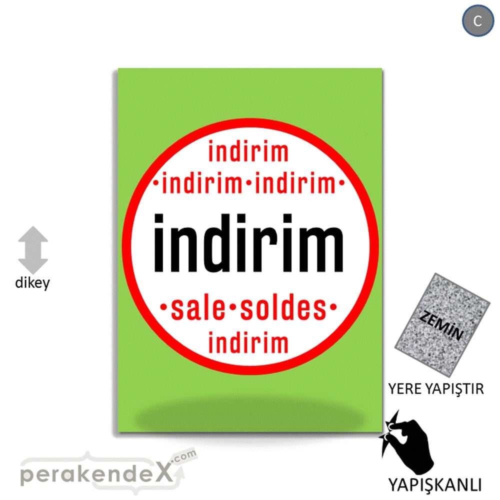 indirim sale soldes YER ZEMİNE YAPIŞIR -dikdörtgen,tek yön baskı
