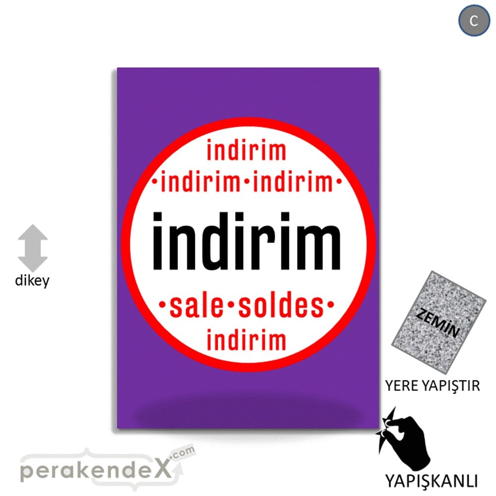 indirim sale soldes YER ZEMİNE YAPIŞIR -dikdörtgen,tek yön baskı