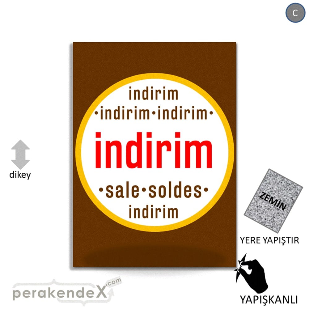 indirim sale soldes YER ZEMİNE YAPIŞIR -dikdörtgen,tek yön baskı