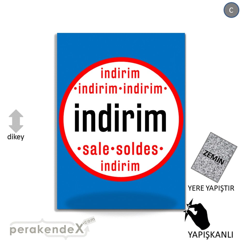 indirim sale soldes YER ZEMİNE YAPIŞIR -dikdörtgen,tek yön baskı