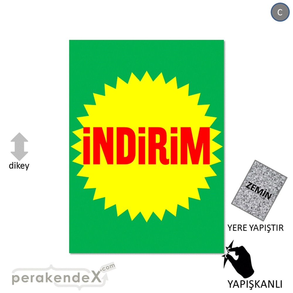 indirim YER ZEMİNE YAPIŞIR -dikdörtgen,tek yön baskı