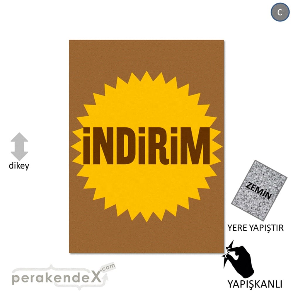indirim YER ZEMİNE YAPIŞIR -dikdörtgen,tek yön baskı