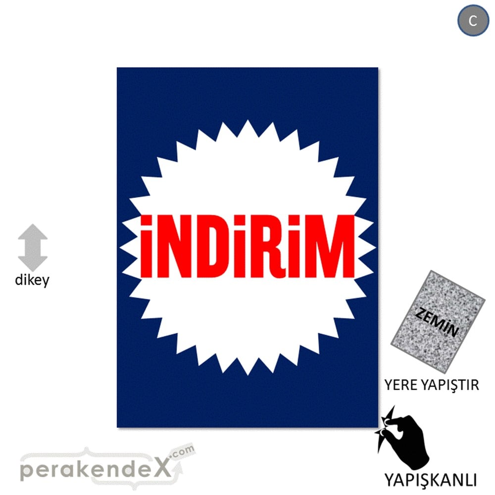 indirim YER ZEMİNE YAPIŞIR -dikdörtgen,tek yön baskı