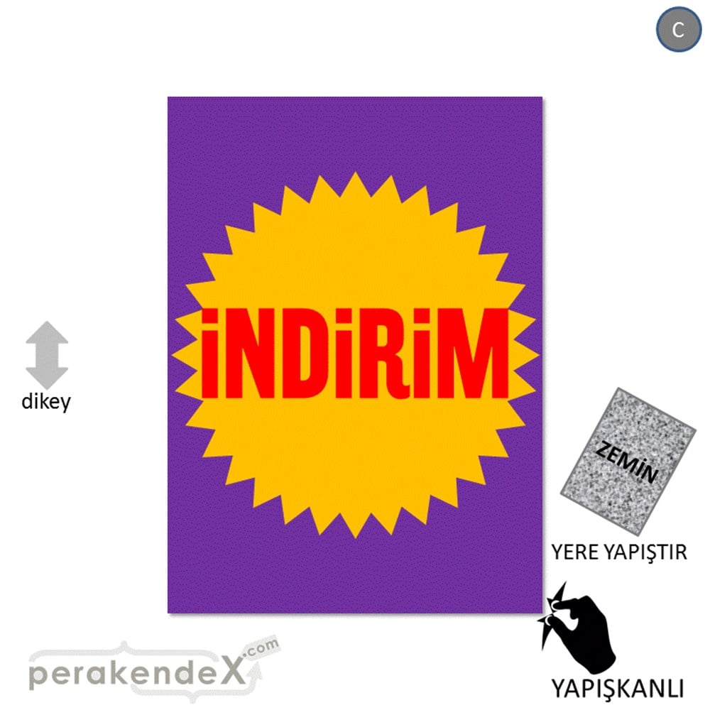 indirim YER ZEMİNE YAPIŞIR -dikdörtgen,tek yön baskı
