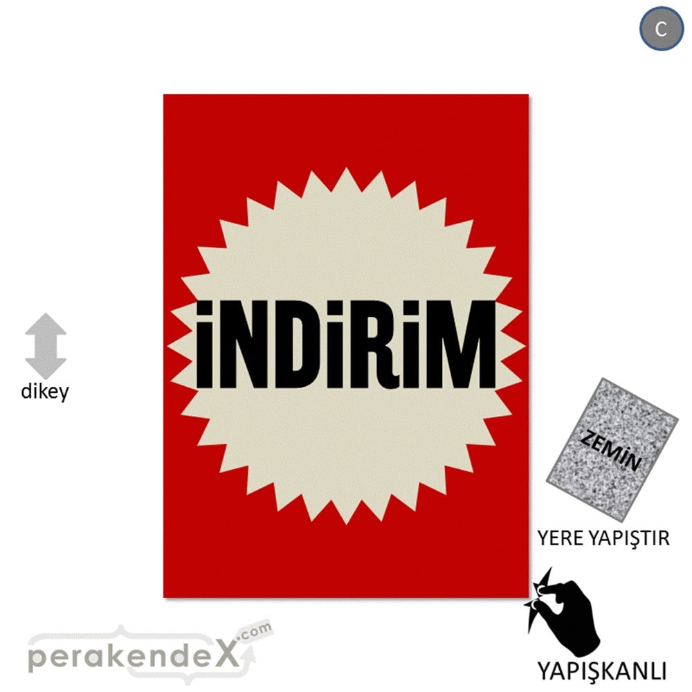 indirim YER ZEMİNE YAPIŞIR -dikdörtgen,tek yön baskı