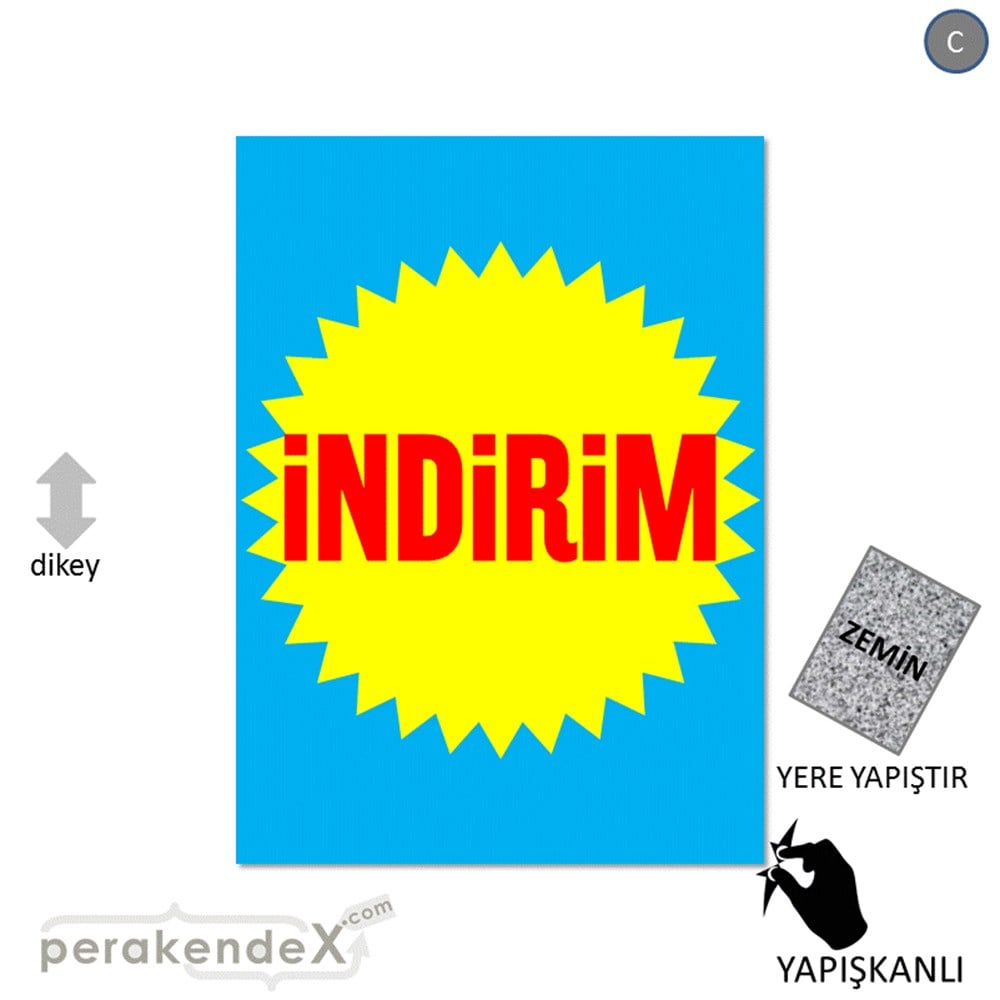 indirim YER ZEMİNE YAPIŞIR -dikdörtgen,tek yön baskı