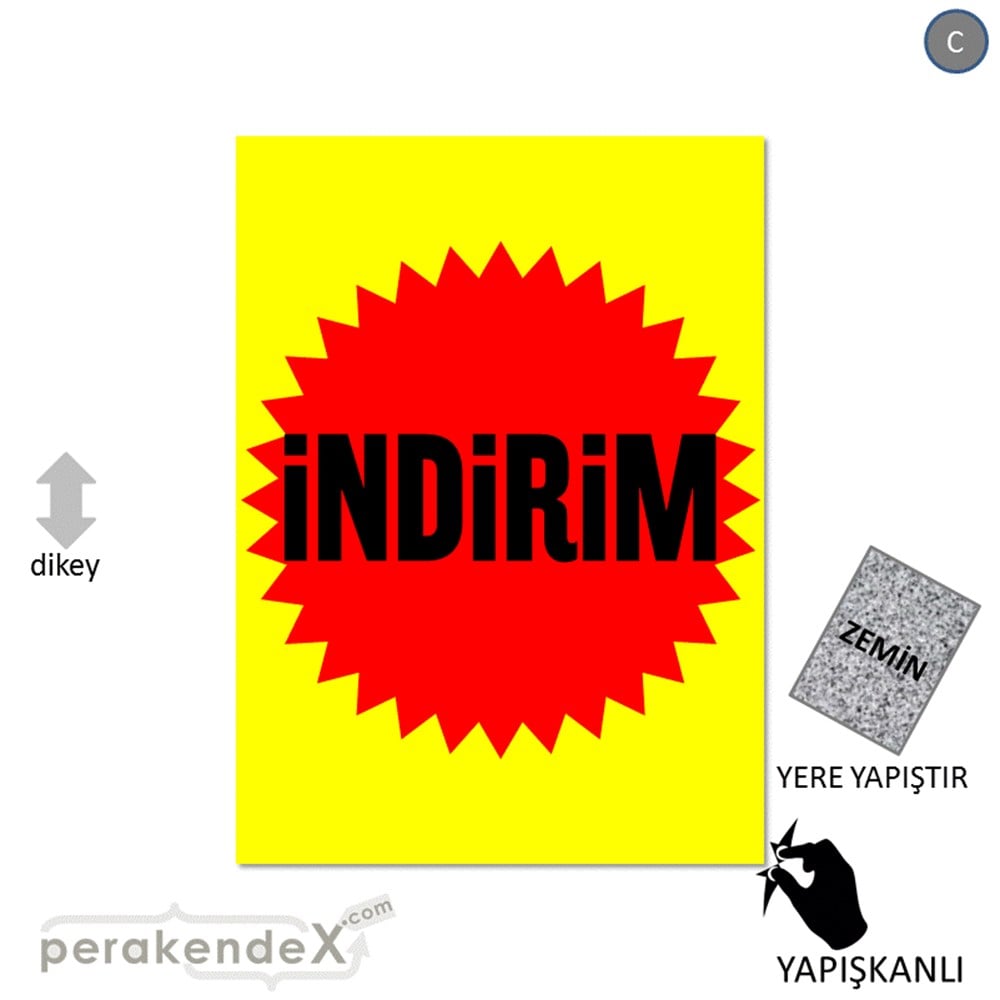 indirim YER ZEMİNE YAPIŞIR -dikdörtgen,tek yön baskı